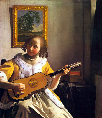 riproduzione-quadri-di Johannes Vermeer Il giocatore della chitarra