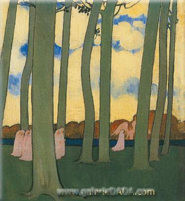 riproduzione-quadri-di Maurice Denis Paesaggio con alberi verdi