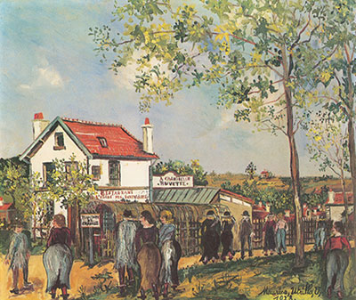 riproduzione-quadri-di Maurice Utrillo Un ristorante a Chaville