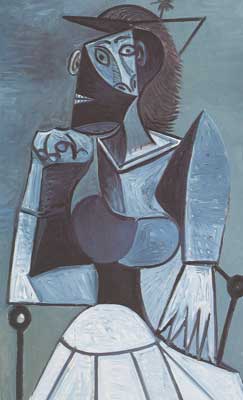 riproduzione-quadri-di Pablo Picasso Donna seduta