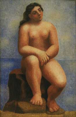 riproduzione-quadri-di Pablo Picasso Nudo seduto su una roccia
