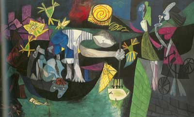 riproduzione-quadri-di Pablo Picasso Pesca notturna ad Antibes