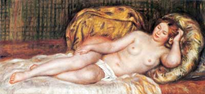 riproduzione-quadri-di Pierre August Renoir Nudo su cuscini