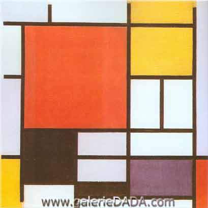 riproduzione-quadri-di Piet Mondrian Composizione con rosso giallo blu e nero