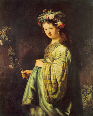 riproduzione-quadri-di Harmenszoon Rembrandt Saskia come Flora