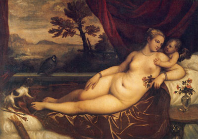 riproduzione-quadri-di Titian Venere e Cupido