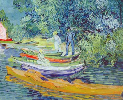 riproduzione-quadri-di Vincent Van Gogh Banca dell'Oise ad Auvers (spessa vernice Impasto)