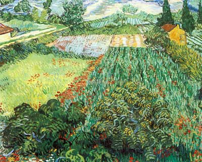 riproduzione-quadri-di Vincent Van Gogh Campi con papaveri (spessa vernice Impasto)