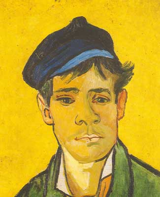 riproduzione-quadri-di Vincent Van Gogh Giovane uomo in un capitano