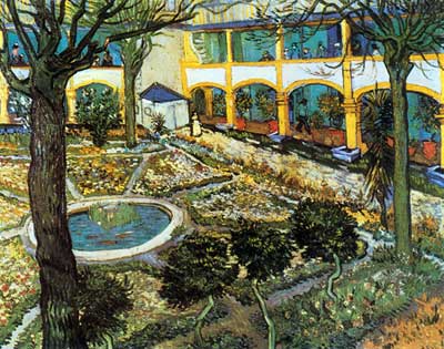 riproduzione-quadri-di Vincent Van Gogh Il Courtyard dell'Ospedale di Arles
