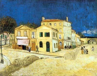 riproduzione-quadri-di Vincent Van Gogh La strada, la Casa Gialla (spessa vernice Impasto)