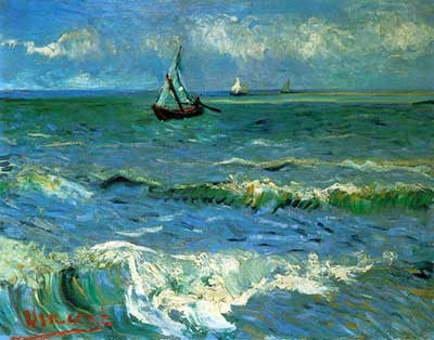 riproduzione-quadri-di Vincent Van Gogh Seascape a Saintes - Maries - de - la - Mer - Impasto vernice