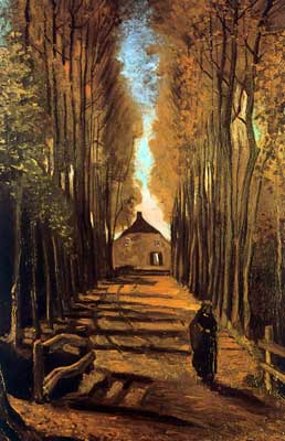 riproduzione-quadri-di Vincent Van Gogh Viale dei Poplars in Autumn