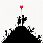 Riproduzione quadri di Banksy Bambini sulla collina di Guns