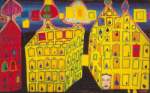 Riproduzione quadri di Friedensreich Hundertwasser Case gialle