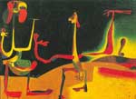 Riproduzione quadri di Joan Miro Uomo nelle donne di fronte a un mucchio di escrementi
