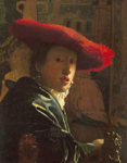 Riproduzione quadri di Johannes Vermeer La ragazza con un cappello rosso