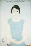 Riproduzione quadri di Tsuguharu Foujita Ritratto di una ragazza giovane in un abito blu