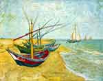 Riproduzione quadri di Vincent Van Gogh Barche da pesca sulla spiaggia a Saintes - Maries