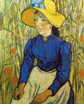 Riproduzione quadri di Vincent Van Gogh Giovane donna Contadino con Hat di Straw