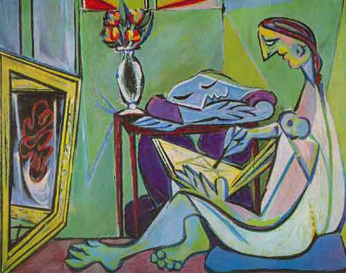 Pablo Picasso, Reclining Woman with a Cat Fine Art Reproduction Oil Painting