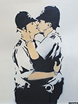 Gemaelde Reproduktion von Banksy Küssen Sie Kupfer