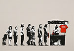 Gemaelde Reproduktion von Banksy Zerstörung des kapitalistischen Systems
