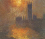Gemaelde Reproduktion von Claude Monet Das Parlament, Sonnenuntergang