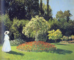 Gemaelde Reproduktion von Claude Monet Lady in the Garden Santa 's adress