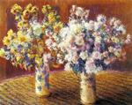Gemaelde Reproduktion von Claude Monet Zwei Vasen chrysanthemum