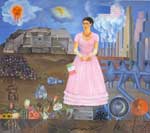 Gemaelde Reproduktion von Frida Kahlo Selbstporträt an der Grenze