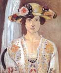 Gemaelde Reproduktion von Henri Matisse Frau mit blumigem Hut