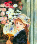 Gemaelde Reproduktion von Pierre August Renoir Eine Frau mit einem Fan