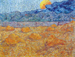 Gemaelde Reproduktion von Vincent Van Gogh Abendlandschaft mit aufsteigendem Mond