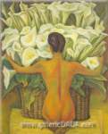 Diego Rivera Desnudo con Calla Lilies reproduccione de cuadro