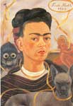 Frida Kahlo Auto - Retrato con pequeños monos reproduccione de cuadro