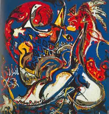 riproduzione-quadri-di Jackson Pollock La Luna - La donna taglia il cerchio