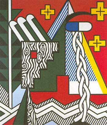 riproduzione-quadri-di Roy Lichtenstein Due figure con Teepee