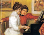 Riproduzione quadri di Pierre August Renoir Yvonne e Christine Lerolle al Pianoforte